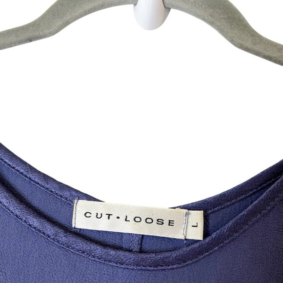 Cut Loose Blue Crinkle Teacher Dress L Lagenlook Sleeveless Rayon Midi Button - Picture 5 of 6